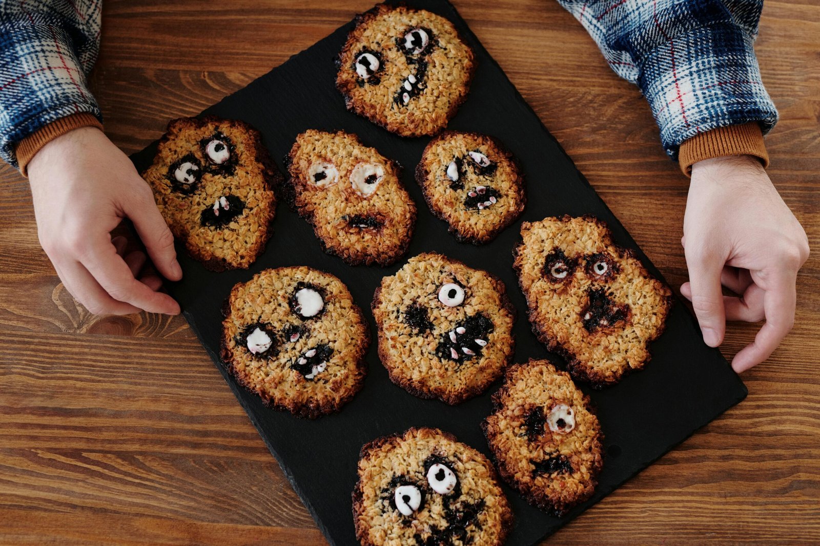 Home Homemade Halloween cookies shaped like monsters, perfect for a spooky treat.